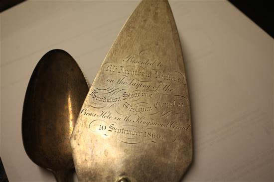 Silver trowel & basting spoon.